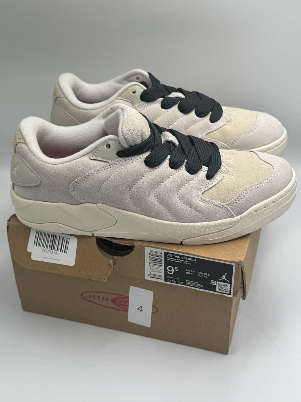 Jordan Session Phantom Gray Cream Suede Sneakers Mens 9.5 NIB IB3731-002